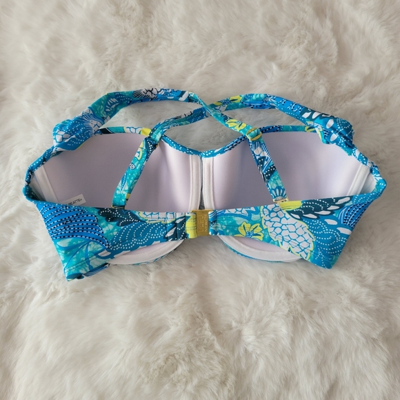 🐬BLEU ROD BEATTIE BRAND NEW SHIRRED UNDERWIRE BANDEAU BIKINI TOP SIZE 34DD - Picture 7 of 7